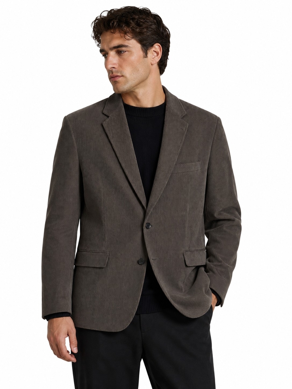 Stafford Essentials Men's Brown Corduroy Blazer Sport Coat Paisley Lined 5Pocket